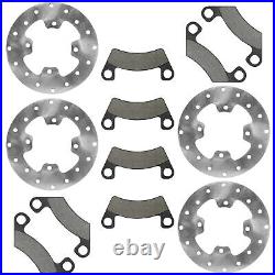 Front and Rear Brake Disc Rotors with Brake Pads for John Deere XUV560 S4 Gator