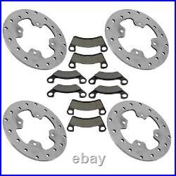 Front and Rear Brake Disc Rotors with Brake Pads for John Deere XUV590i S4 Gator