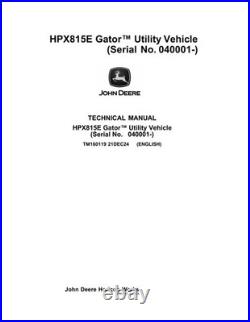 John Deere TM160119 HPX 815E Gator utility vehicle technical manual