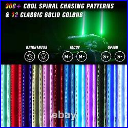 Pair Remote Control 4ft RGB LED Whip Light Spiral For John Deere Gator RSX XUV