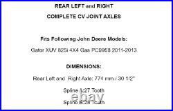 Rear Left And Right Axles for John Deere Gator Xuv 825I 4X4 Gas Pc9958